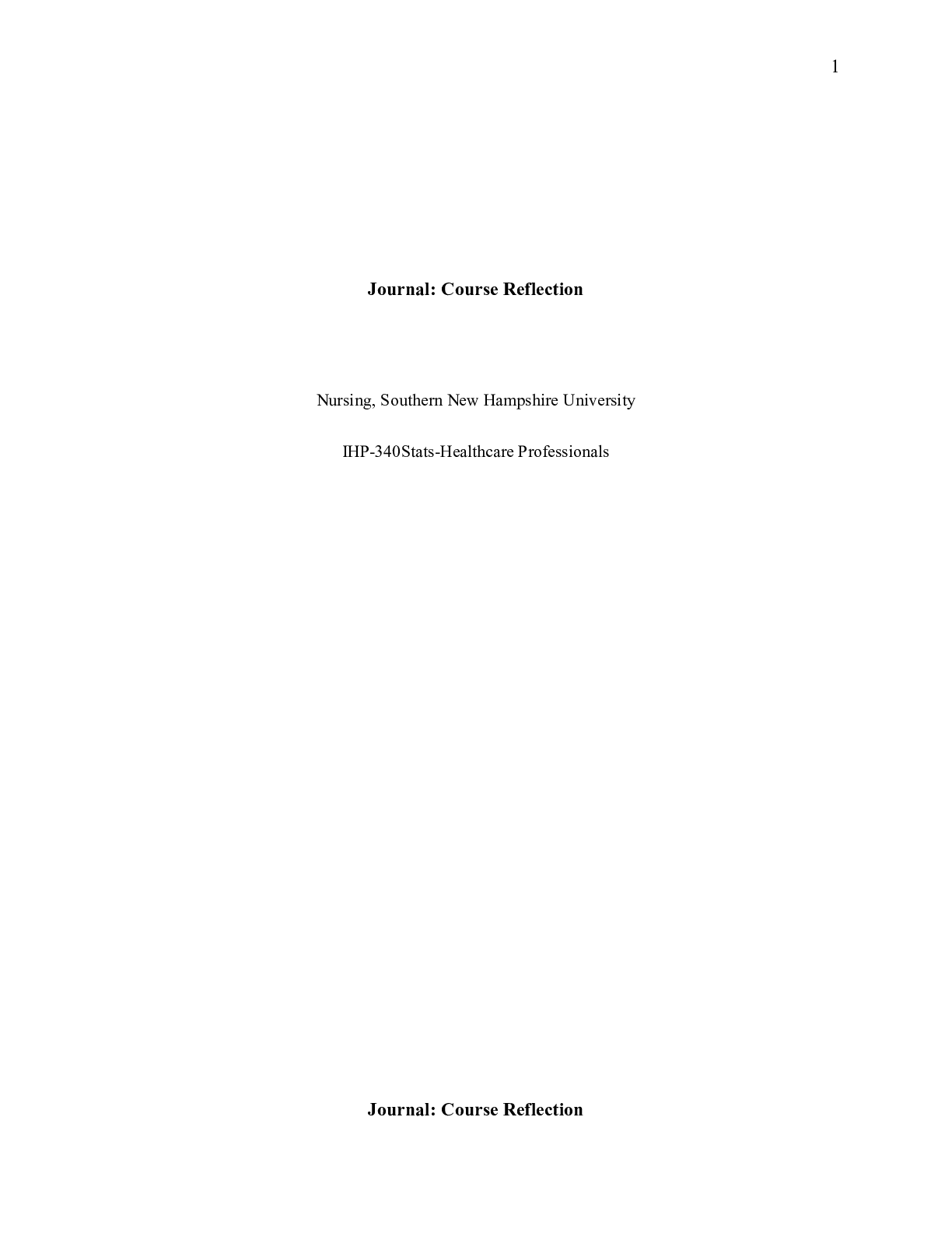 Preview image for IHP340 M8 JournalReflection|    Journal: Course Reflection  Nursing, Southern New Hamp